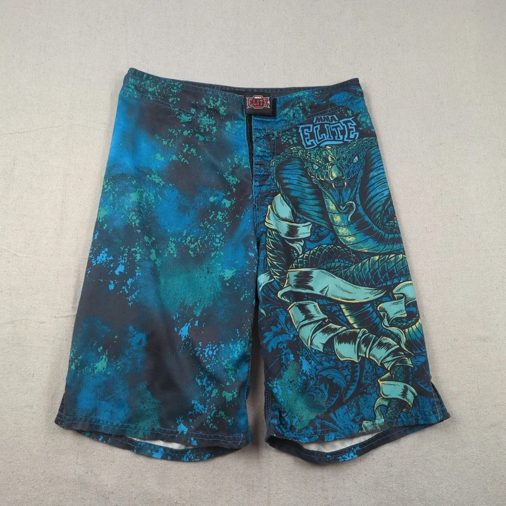MMA Elite Swim Shorts Small Green Graphic AOP